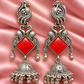 Oxidised Silver Peacock Jhumka Earrings
