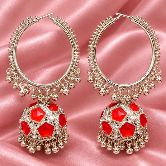 Silver Hoop Jhumka Earrings
