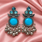 Oxidised Silver Ghungroo Drop Earrings for Women