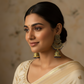 Antique Gold Kundan Jhumka Earrings – Traditional Bridal Statement Chandbali Style- Stainless Steel