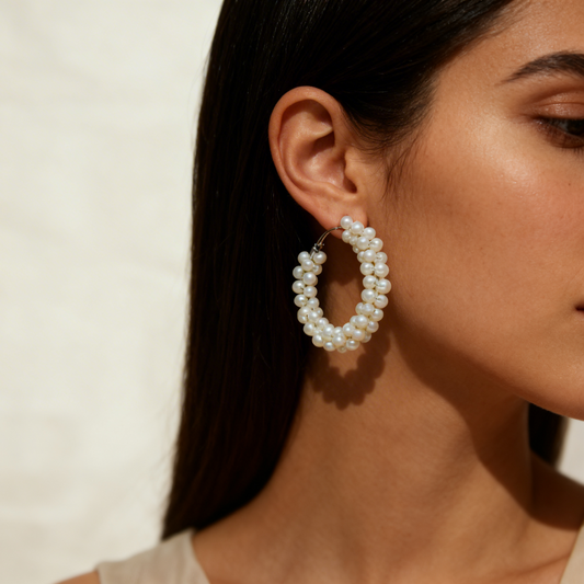 Elegant Pearl Beaded Earrings with Hook Clasp