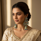 Antique Gold Kundan Jhumka Earrings – Traditional Bridal Statement Chandbali Style- Stainless Steel
