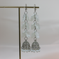 Elegant Pearl & Leaf Dangle Earrings – White Statement Fashion Jewelry- Stainless Steel