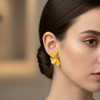 Golden Yellow Leaf Statement Earrings – Bold & Elegant Jewelry- Stainless Steel