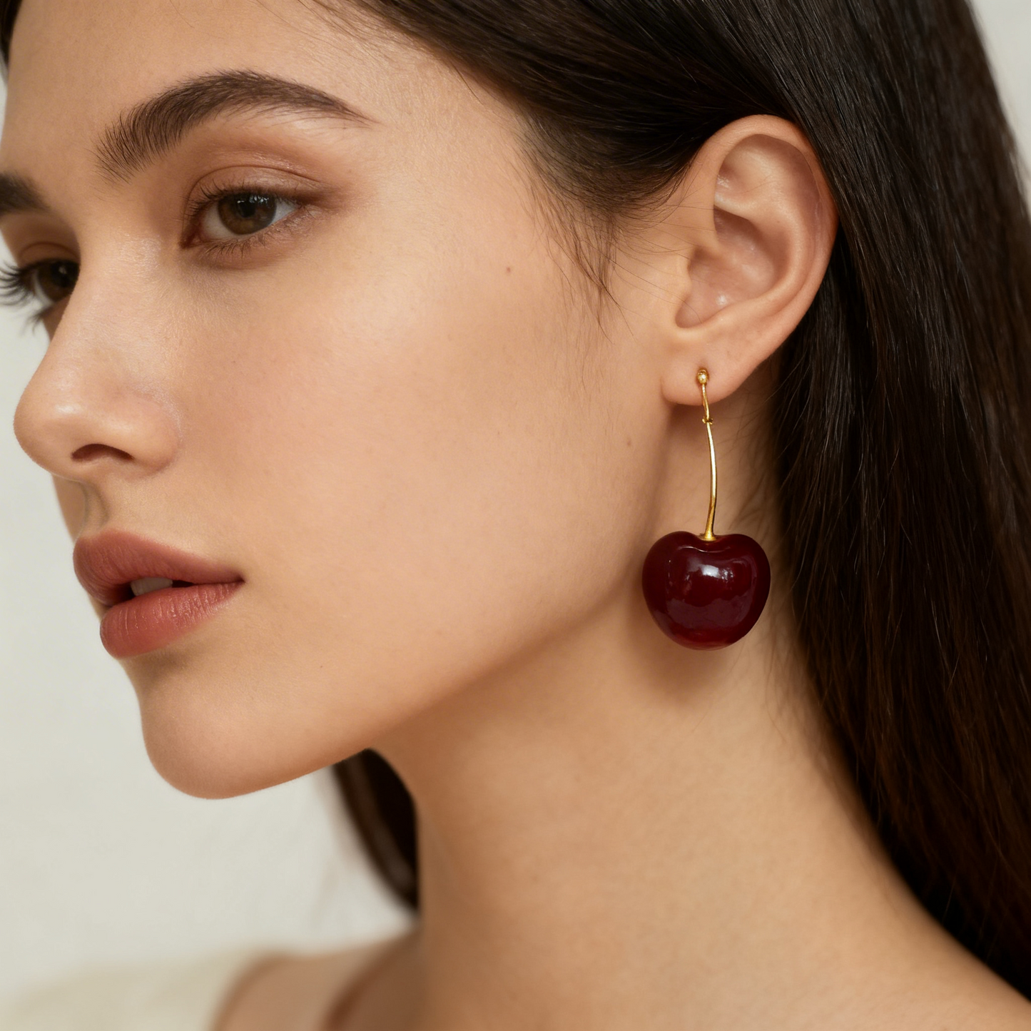 Cute Cherry Drop Earrings – Glossy Red Statement Dangles