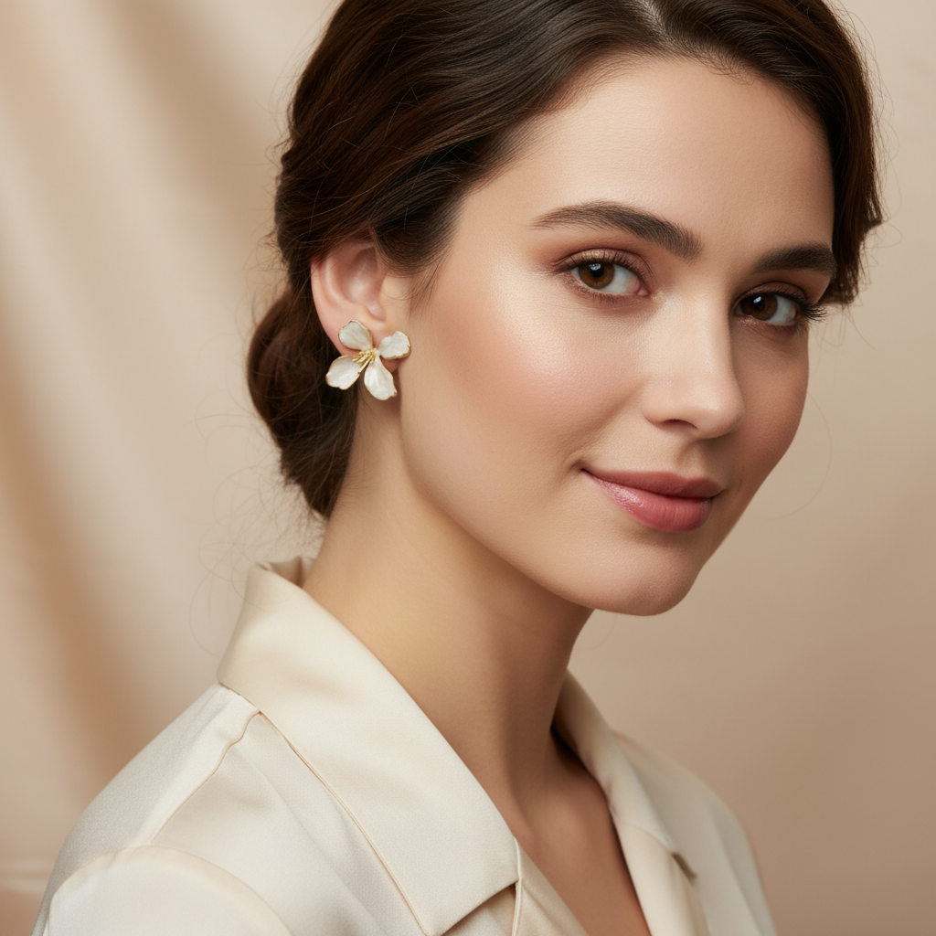 Floral Statement Earrings – Gloss Finish Designer Petal Earrings