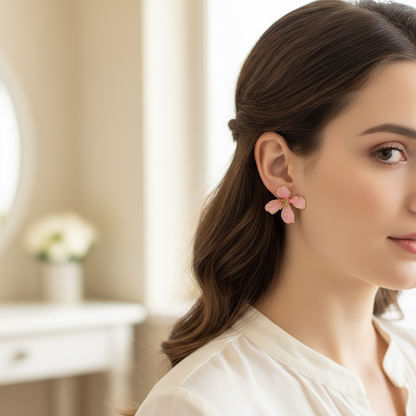 Floral Statement Earrings – Gloss Finish Designer Petal Earrings