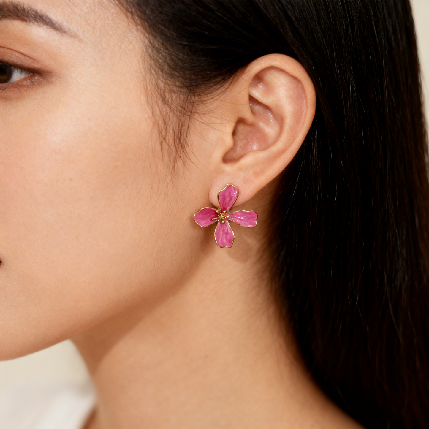 Floral Statement Earrings – Gloss Finish Designer Petal Earrings