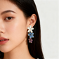 Pastel Floral Drop Earrings – Multicolor Layered Flower Statement Earrings