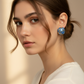 Ivory Gold Grid Statement Earrings – Premium Textured Designer Studs