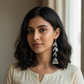 Elegant Pearl & Leaf Dangle Earrings – White Statement Fashion Jewelry- Stainless Steel