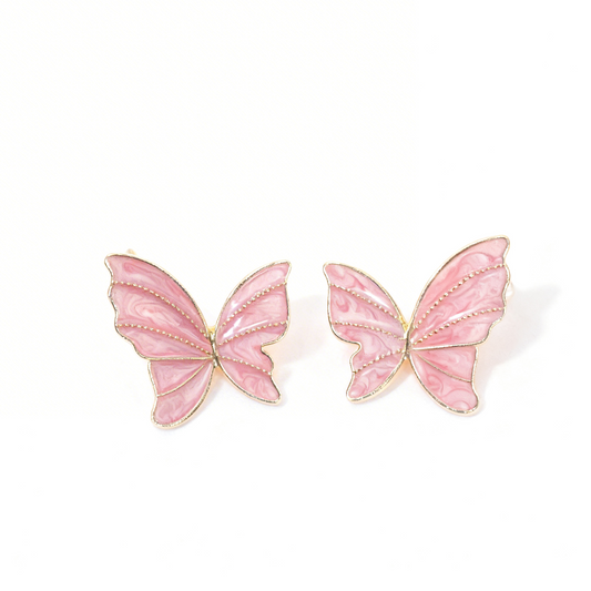 Butterfly Statement Earrings – Gold Outline Enamel Design- Stainless Steel