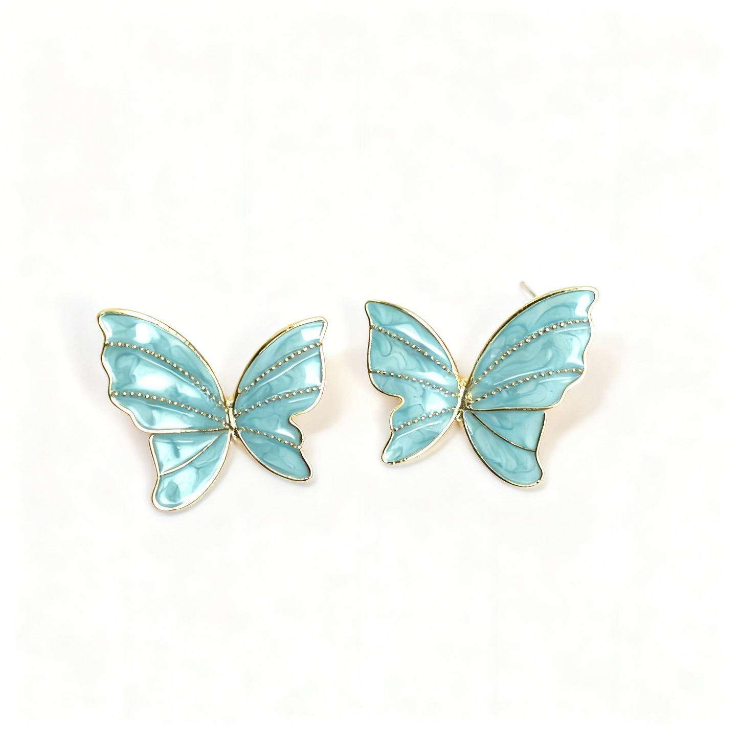 Butterfly Statement Earrings – Gold Outline Enamel Design- Stainless Steel