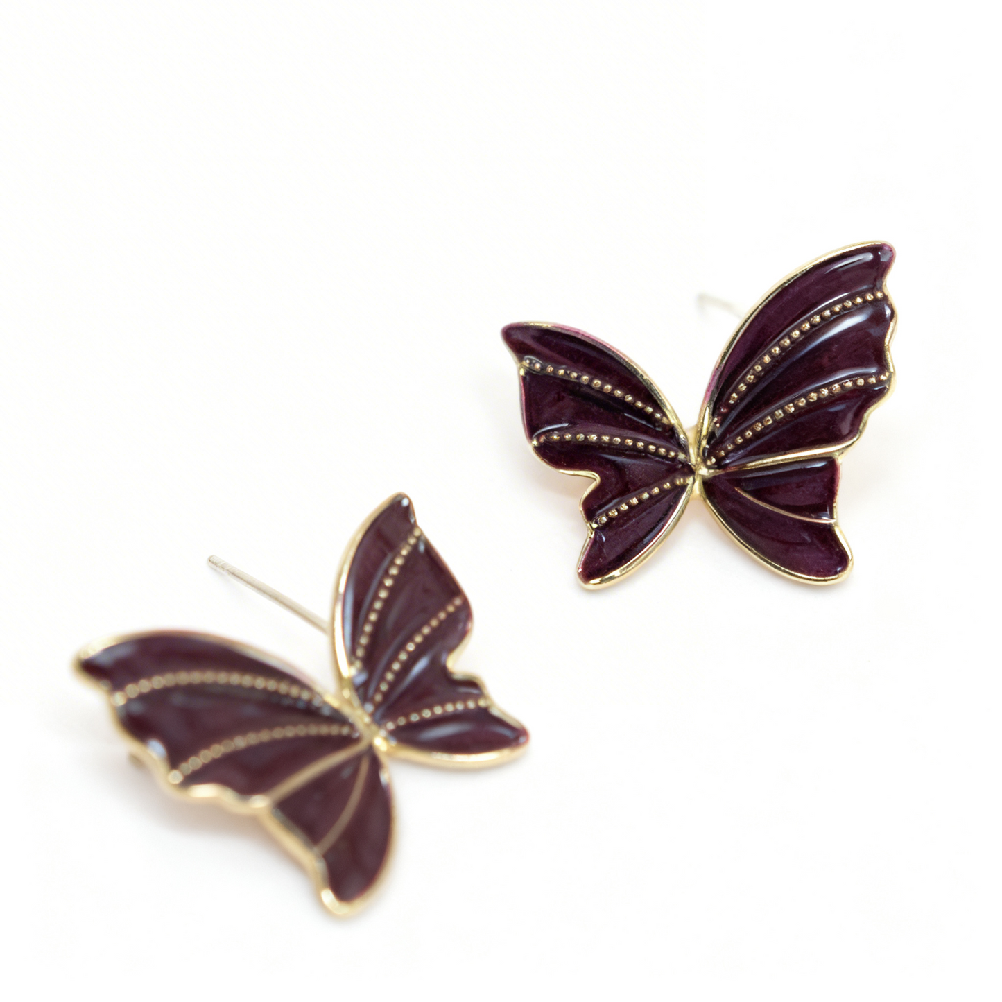 Butterfly Statement Earrings – Gold Outline Enamel Design- Stainless Steel
