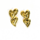 Multi-Heart Drop Stud Earrings - Unique Layered Love Earrings in Gold