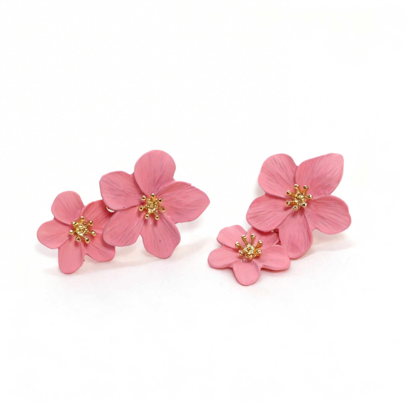 Midnight Bloom Floral Statement Earrings – Matte Black & Gold Finish