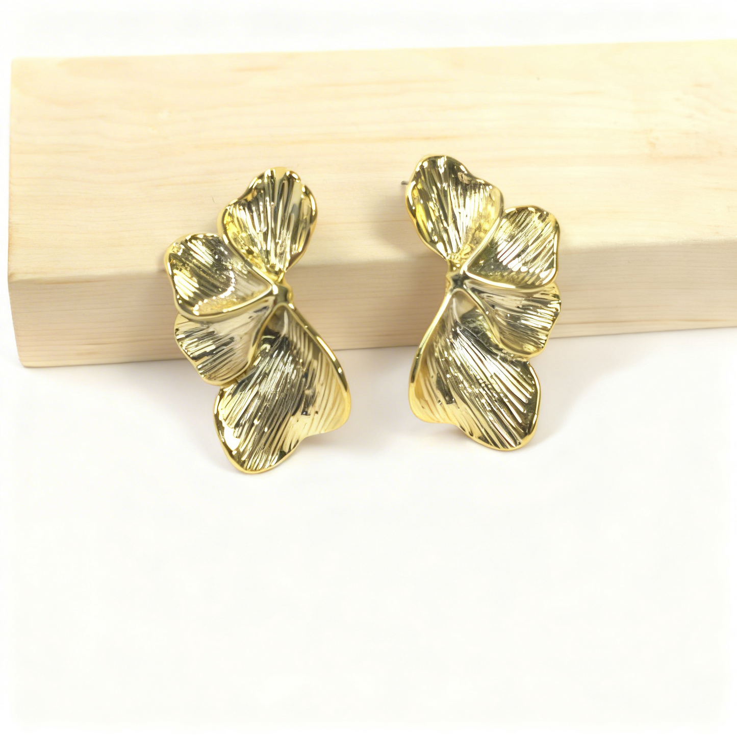 Gold Leaf Statement Earrings – Sculpted Petal Luxe Design