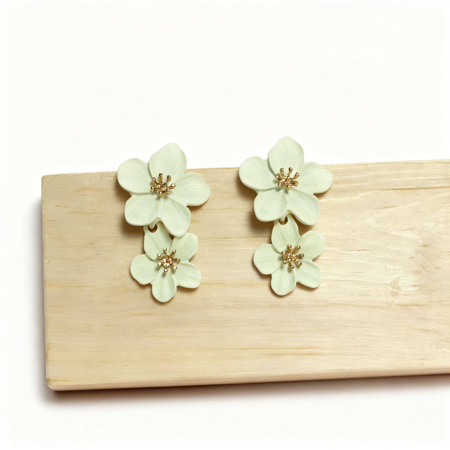 Midnight Bloom Floral Statement Earrings – Matte Black & Gold Finish