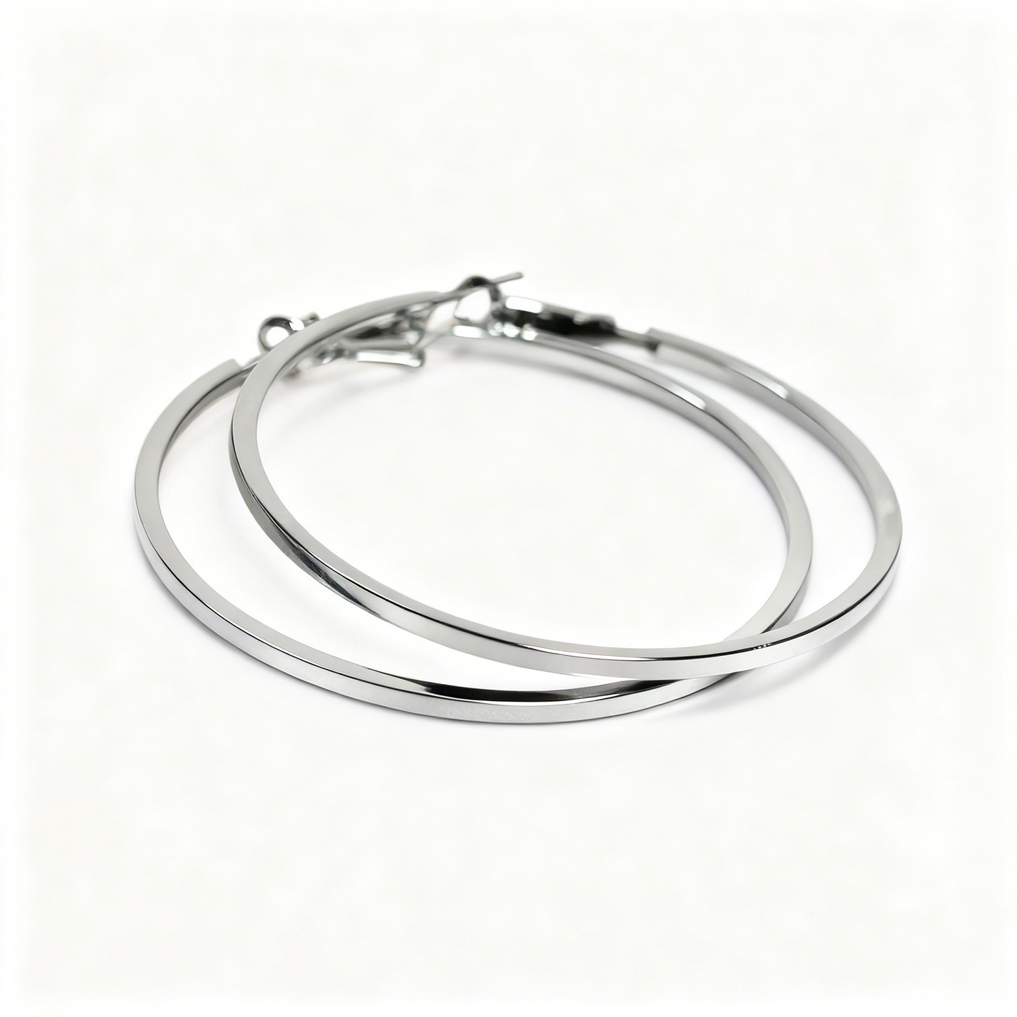 Ultra-Sleek Mirror Finish Silver Hoops