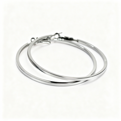 Ultra-Sleek Mirror Finish Silver Hoops