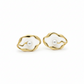 Abstract Molten Gold & Floating Pearl Stud Earrings