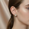 Elegant Oval Gold-Tone Stud Earrings with Marble Resin Inlay