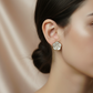 White Camellia Blossom Studs – Layered Gold & Enamel Flower Earrings