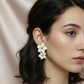Midnight Bloom Floral Statement Earrings – Matte Black & Gold Finish