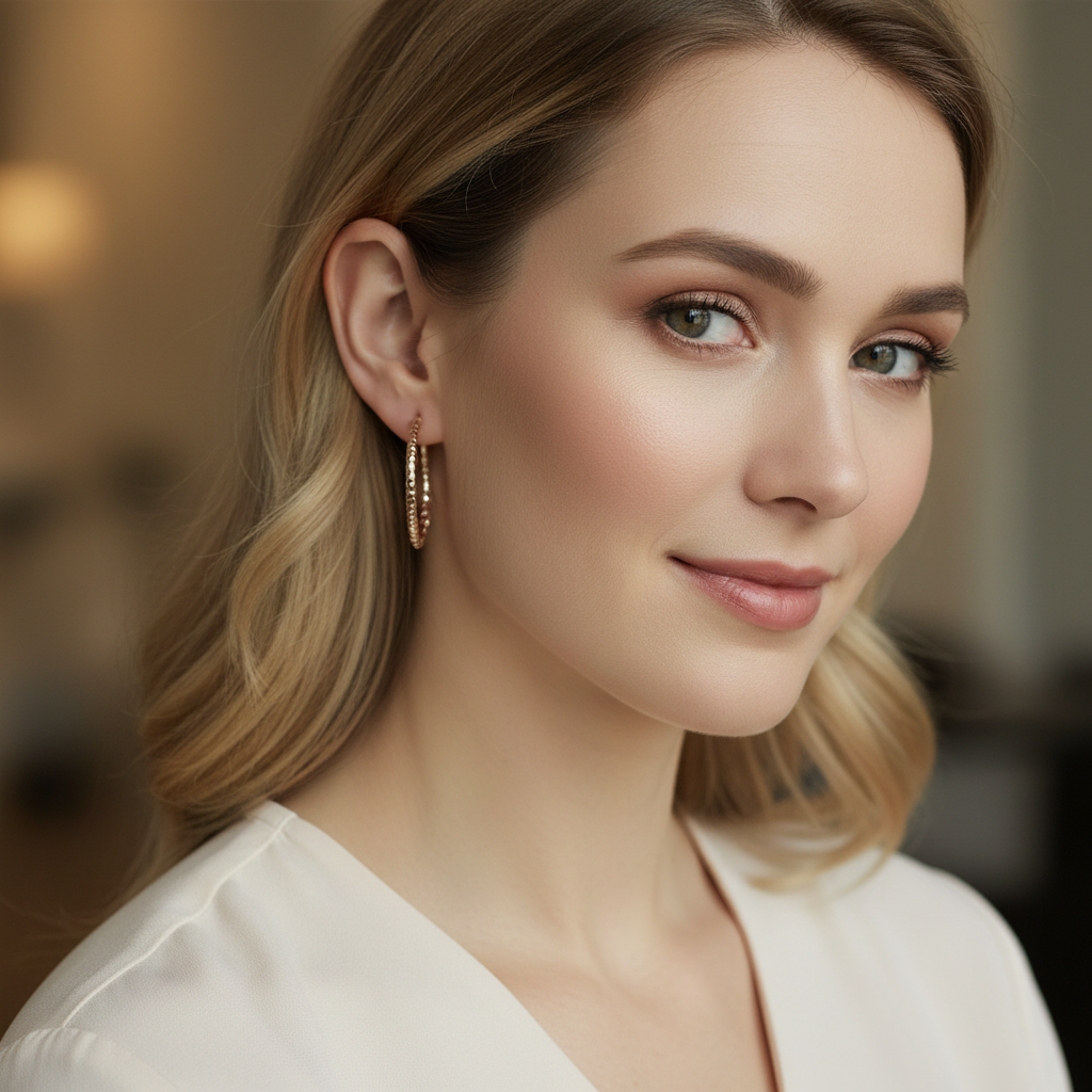 Diamond-Cut Glitter Hoops - Lightweight Metallic Statement Earrings- Stainless Steel
