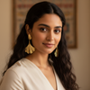 Golden Fan Leaf Drop Earrings