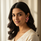 Midnight Bloom Floral Statement Earrings – Matte Black & Gold Finish