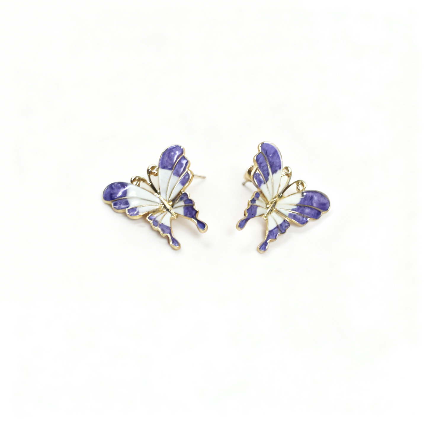 Pink & White Butterfly Stud Earrings – Delicate Statement Jewelry- Stainless Steel
