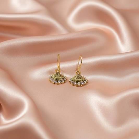 Gold Crystal Dome Hoop Earrings