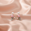 Elegant Pearl & Pink Floral Stud Earrings | BME
