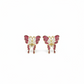 Pink & White Butterfly Stud Earrings – Delicate Statement Jewelry- Stainless Steel