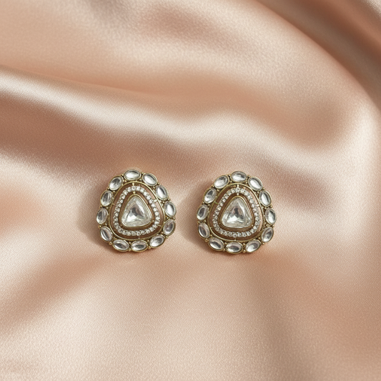 Classic Kundan Polki Stud Earrings