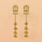 Gold-Tone Pearl & Mint Drop Kashmiri Earrings with Ghungroo Tassels-Stainless steel