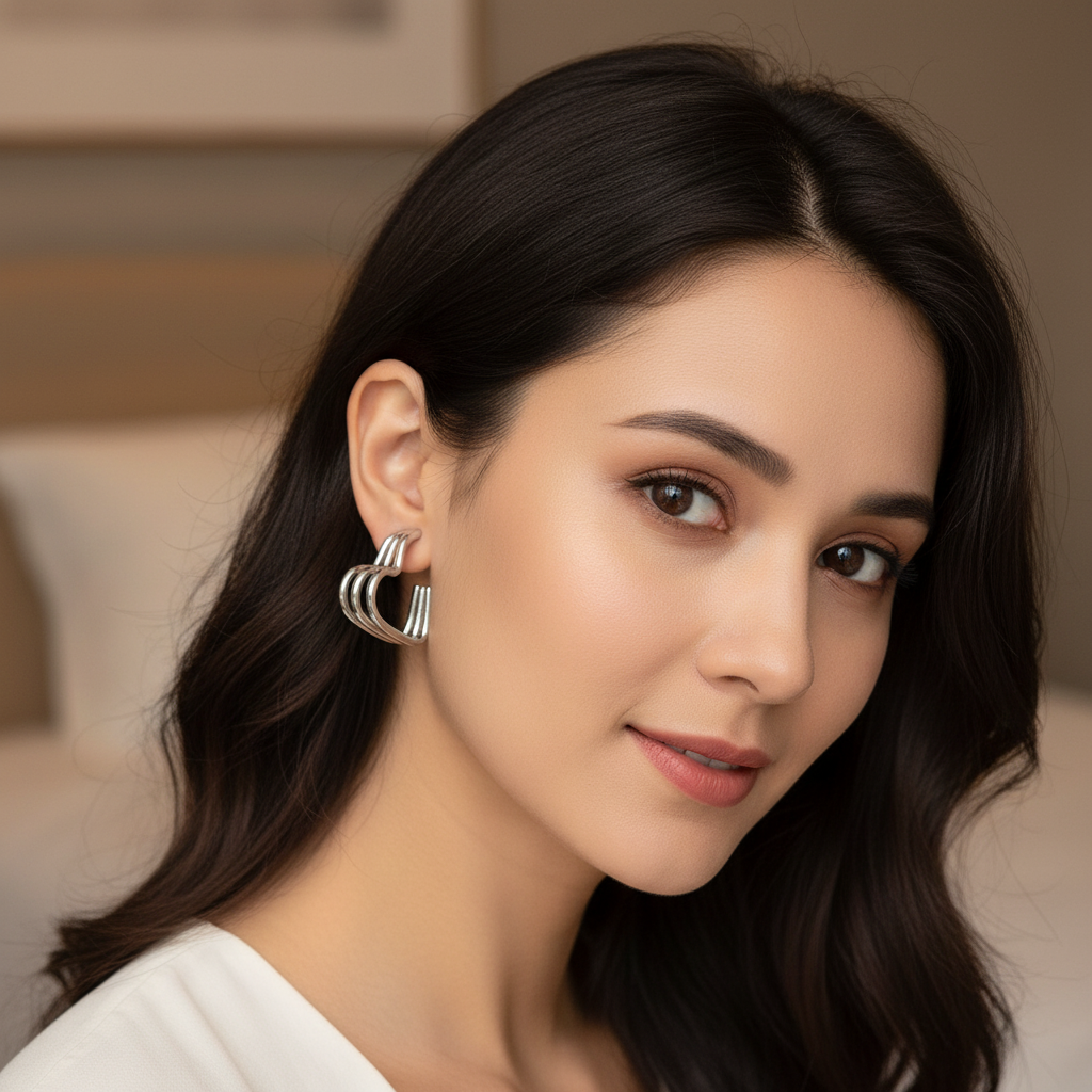 Chunky Gold Twisted Hoop Earrings with Sculpted Design- Stainless steel