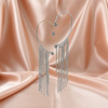 Luxury Rhinestone Tassel Hoop Earrings with Long Crystal Chains
