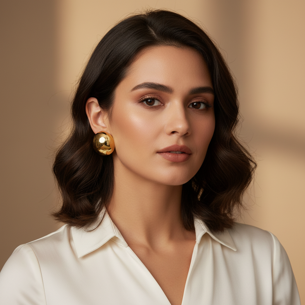 Gold-Tone Oversized Dome Stud Earrings