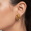 Gold Floral Cluster Stud Earrings – Minimal Statement Flower Earrings