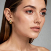 Gold Ribbed Dome Stud Earrings – Stainless Steel Statement Studs