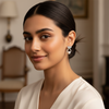 Silver Crystal Bow Pearl Earrings – Elegant Minimal Statement