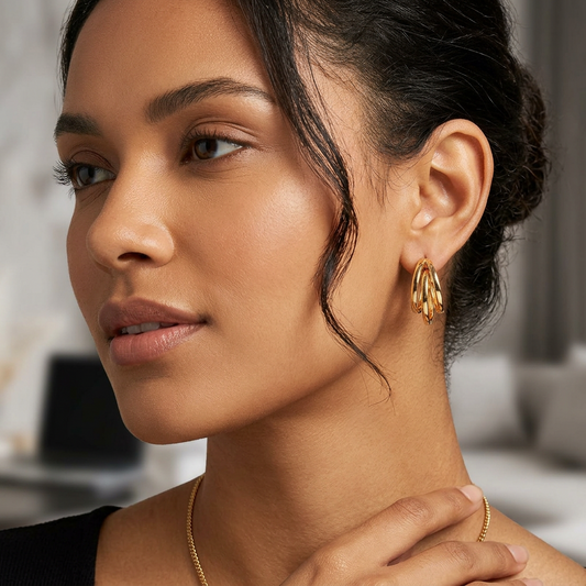 Gold Multi-Layer Hoop Earrings – Minimal Stacked Design