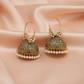 Antique Gold Jhumka Hoop Earrings with Pearl Accents – Traditional Ethnic Statement Jewelry-Stainless steel