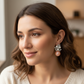 Pearl & Crystal Drop Earrings – Iridescent Ball Statement Designer Earrings