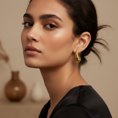 Textured Gold Crescent Earrings – Bold Statement Jewelry