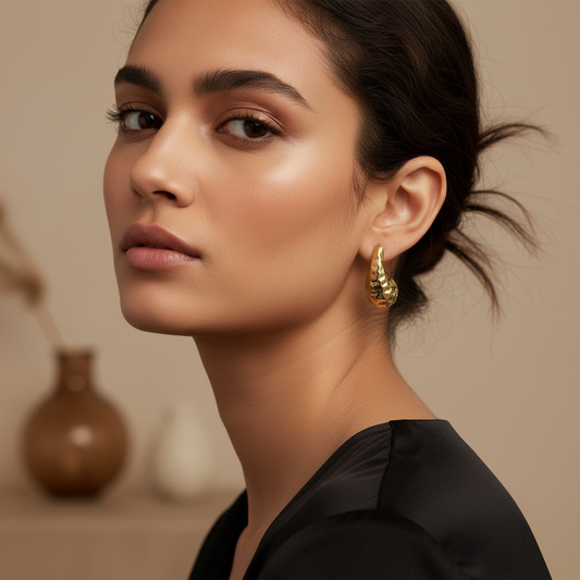 Textured Gold Crescent Earrings – Bold Statement Jewelry