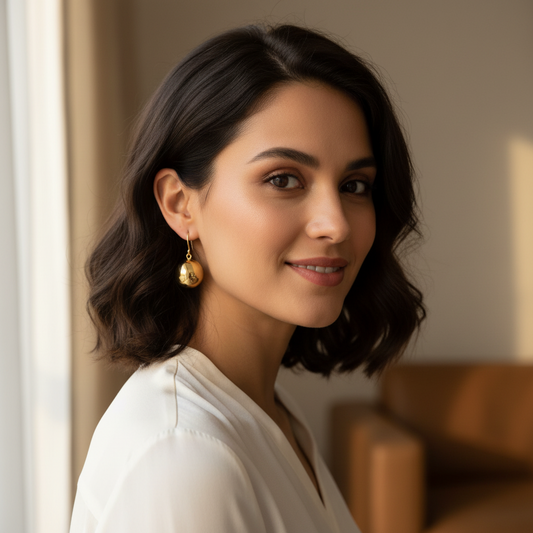 Minimal Gold Ball Earrings – Glossy Statement Jewelry