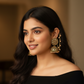 Oxidised Silver Jhumka Earrings with Chain & Stone Detailing-Stainless steel